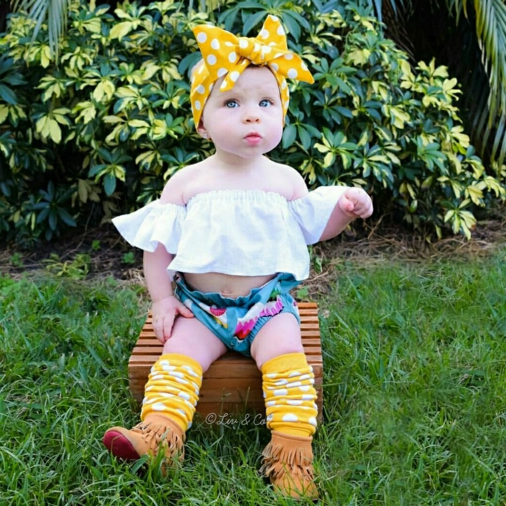 Yellow & White Polka Dot Baby Toddler Leg Warmers